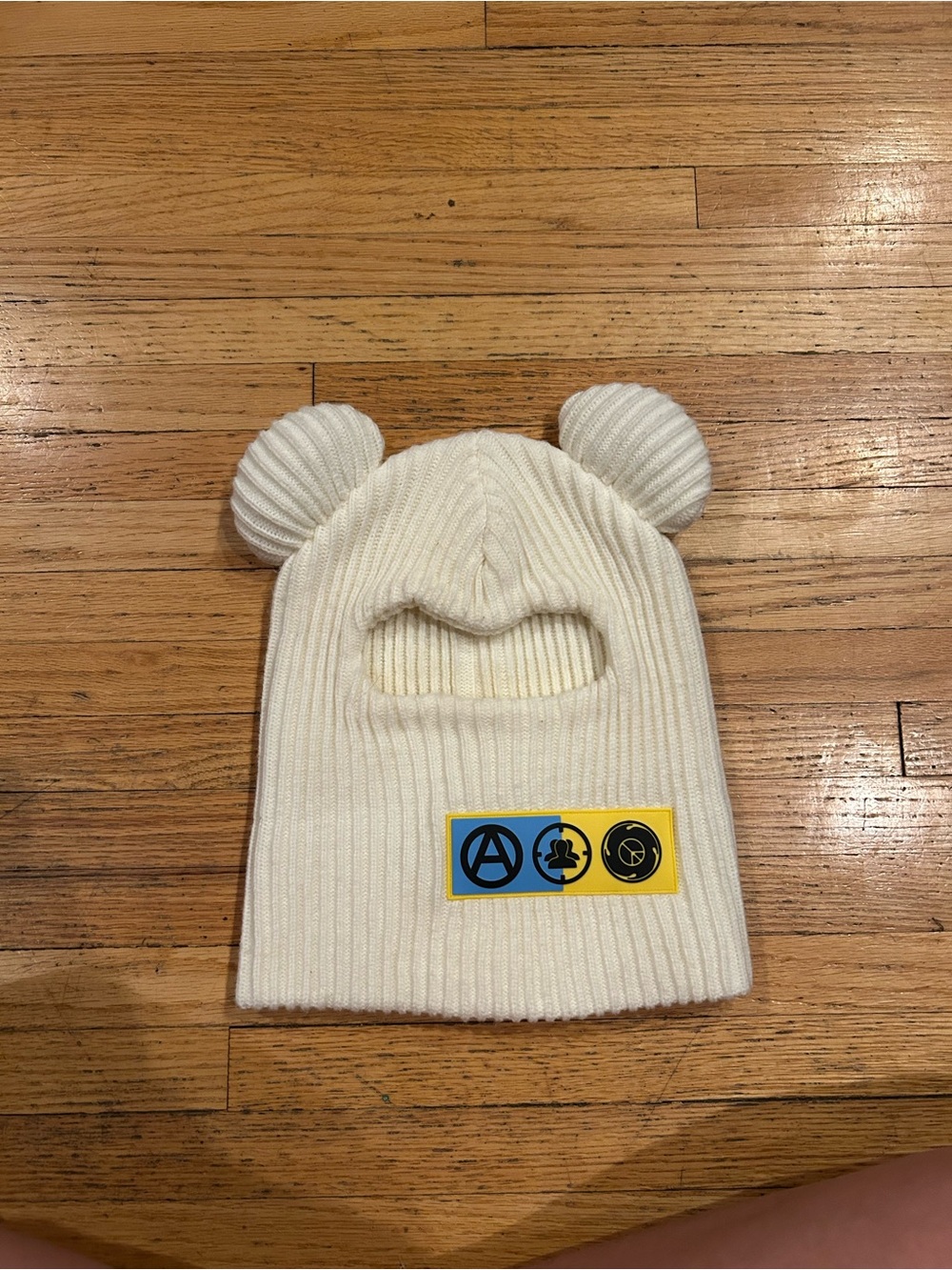 Jose Wong bad bunny unisex Cream Bear-Ear Knit ski mask  Hat